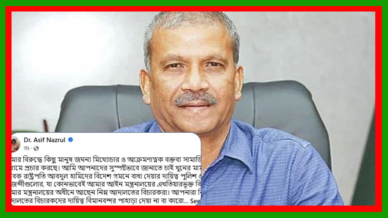 সাবেক রাষ্ট্রপতির দেশত্যাগ বিষয়ে আইন মন্ত্রণালয়ের এখতিয়ারভুক্ত বিষয় এটা না : আসিফ নজরুল