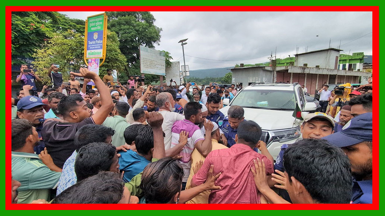 সিলেটের জাফলংয়ে দুই উপদেষ্টার গাড়ি আটকে শ্রমিকদের বিক্ষোভ
