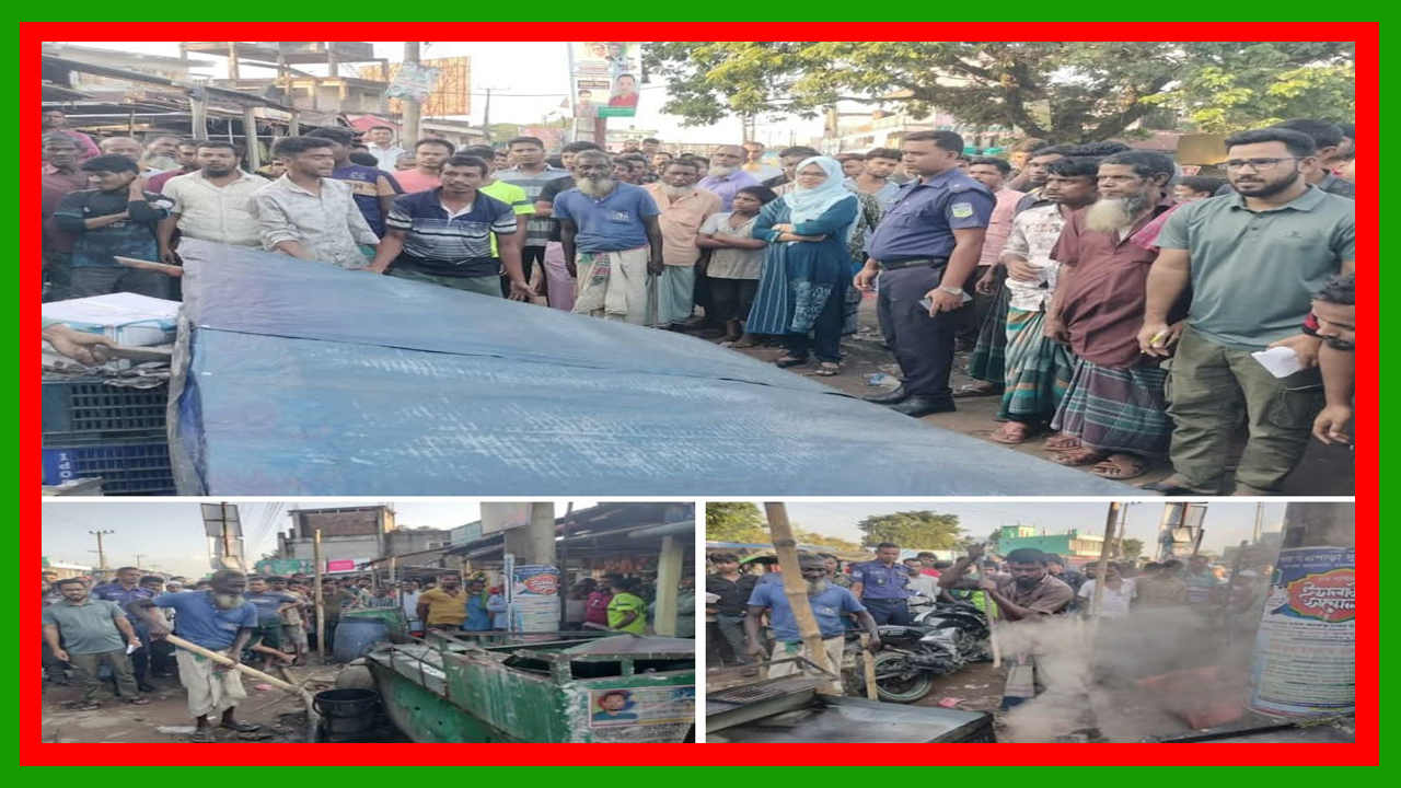 ময়মনসিংহের হালুয়াঘাট উপজেলার ধারা বাজারে উচ্ছেদ অভিযান