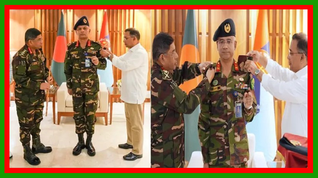 পদোন্নতিপ্রাপ্ত দুই সেনা কর্মকর্তাকে র‌্যাঙ্ক ব্যাজ পরিয়েছেন প্রধানমন্ত্রী তারেক রহমান