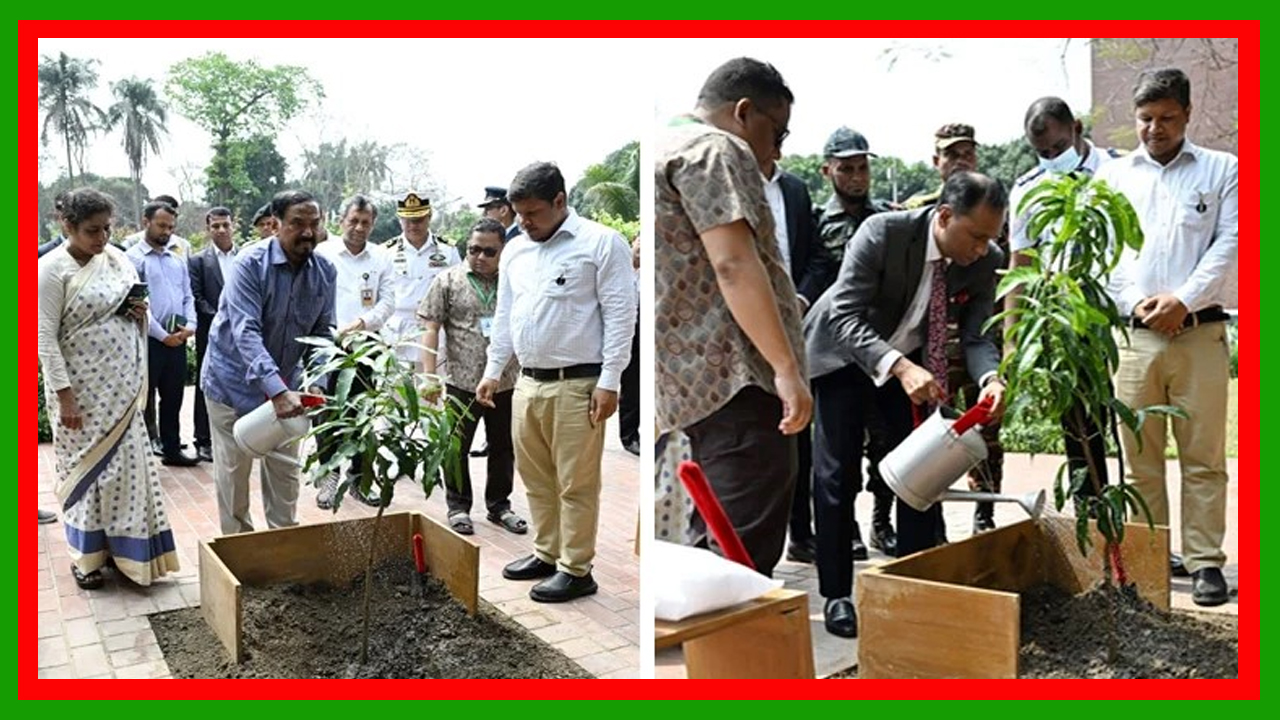 সংসদ ভবন প্রাঙ্গণে স্পিকার হাফিজ উদ্দিন আহমদ ও ডেপুটি স্পিকার ব্যারিস্টার কায়সার কামাল বৃক্ষরোপণ করেছেন