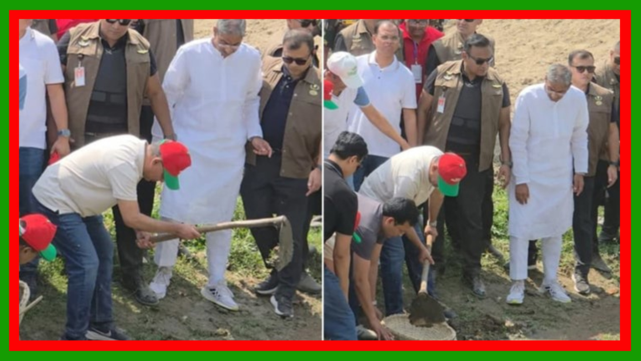 দিনাজপুরের কাহারোলে নিজ হাতে কোদাল দিয়ে মাটি কেটে খাল কাটার উদ্বোধন করেন প্রধানমন্ত্রী তারেক রহমান